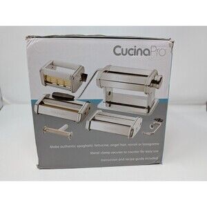 New CucinaPro Deluxe Pasta Maker Model 178 Set 3 Attachments Ravioli Spaghetti